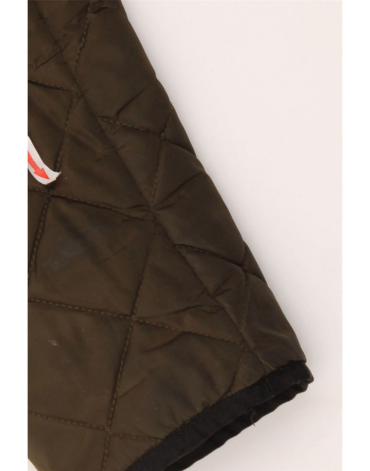 Cappotto trapuntato con cappuccio da donna Dkny UK 16 grande poliestere kaki