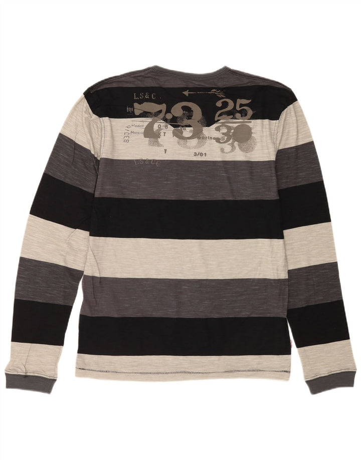 Levi's Top grafico da uomo a maniche lunghe in cotone a righe grandi multicolori