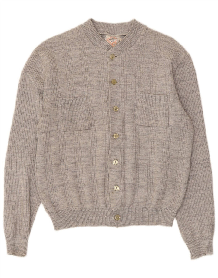 Maglione cardigan da donna vintage UK 14 Grigio medio