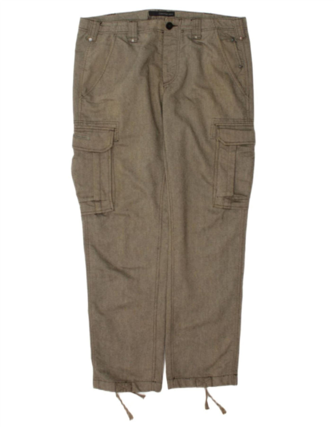 Pantaloni cargo dritti da uomo Calvin Klein W36 L34 grigio a spina di pesce