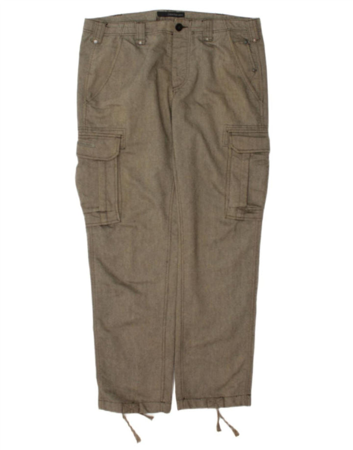Pantaloni cargo dritti da uomo Calvin Klein W36 L34 grigio a spina di pesce