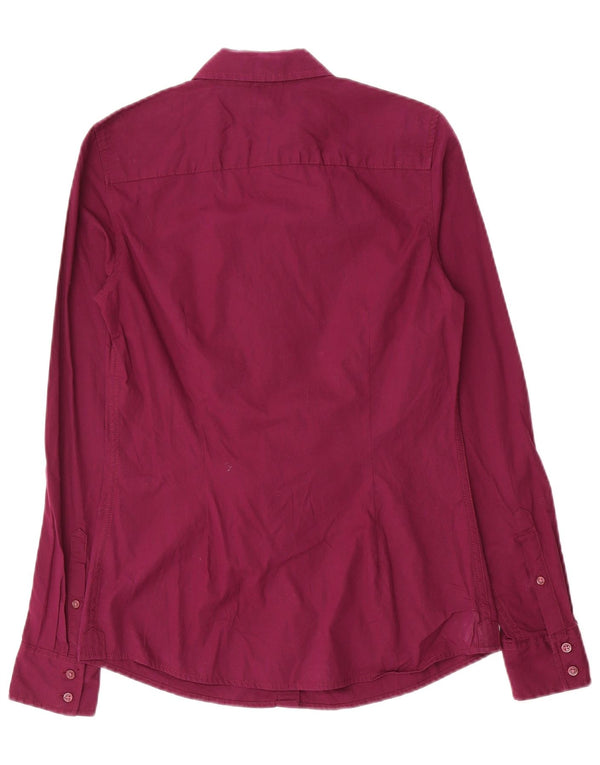 Tommy Hilfiger Womens Shirt UK 6 XS Purple Cotton