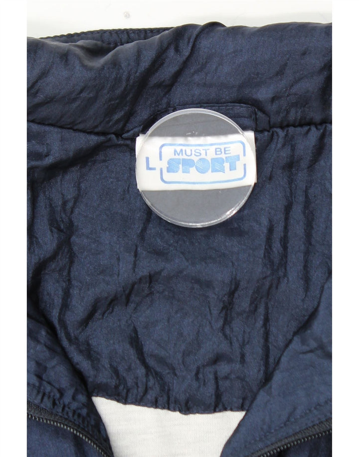 Giacca da tuta da uomo VINTAGE grande in poliammide color block blu navy