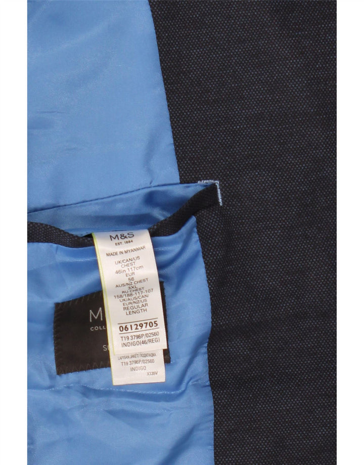 MARKS & SPENCER Giacca blazer slim fit da uomo a 2 bottoni UK 46 XL Blu navy
