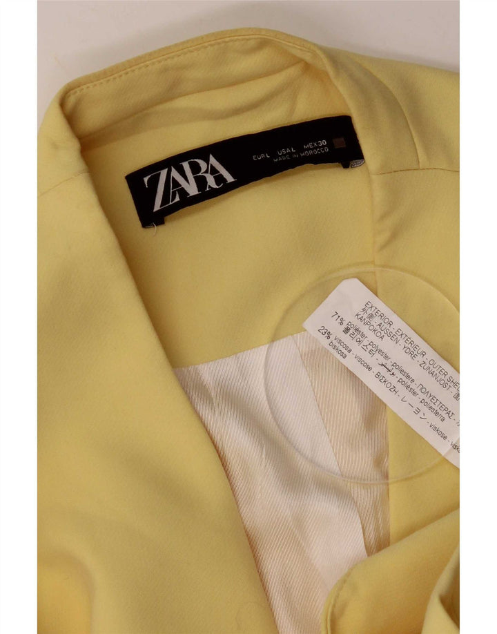Giacca blazer senza maniche a 3 bottoni da donna Zara UK 14 grande poliestere giallo