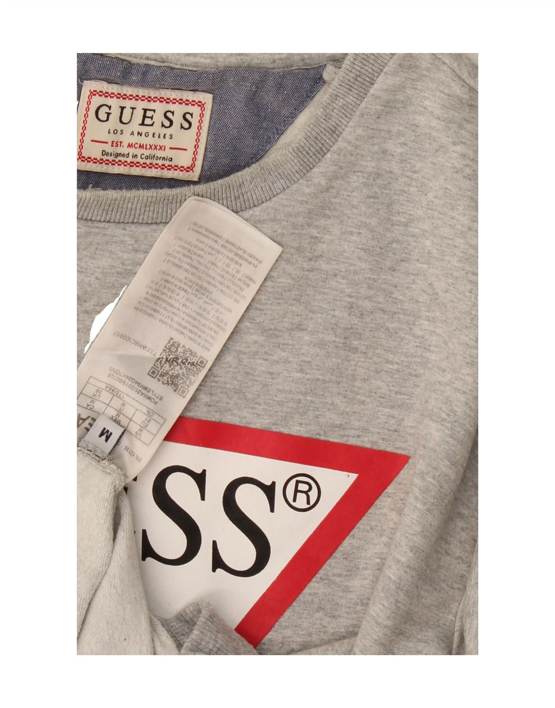 GUESS Womens Graphic Sweatshirt Jumper UK 14 Medium Grey Cotton Vintage Guess and Second-Hand Guess from Messina Hembry 