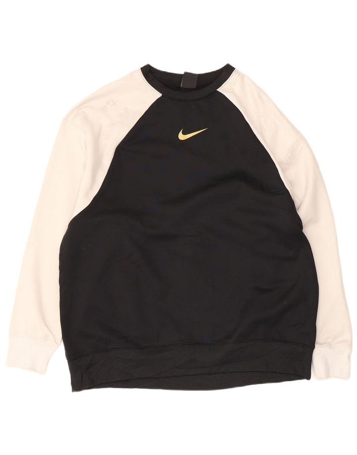 Felpa Nike Dri Fit da uomo, grande, in poliestere color block nero