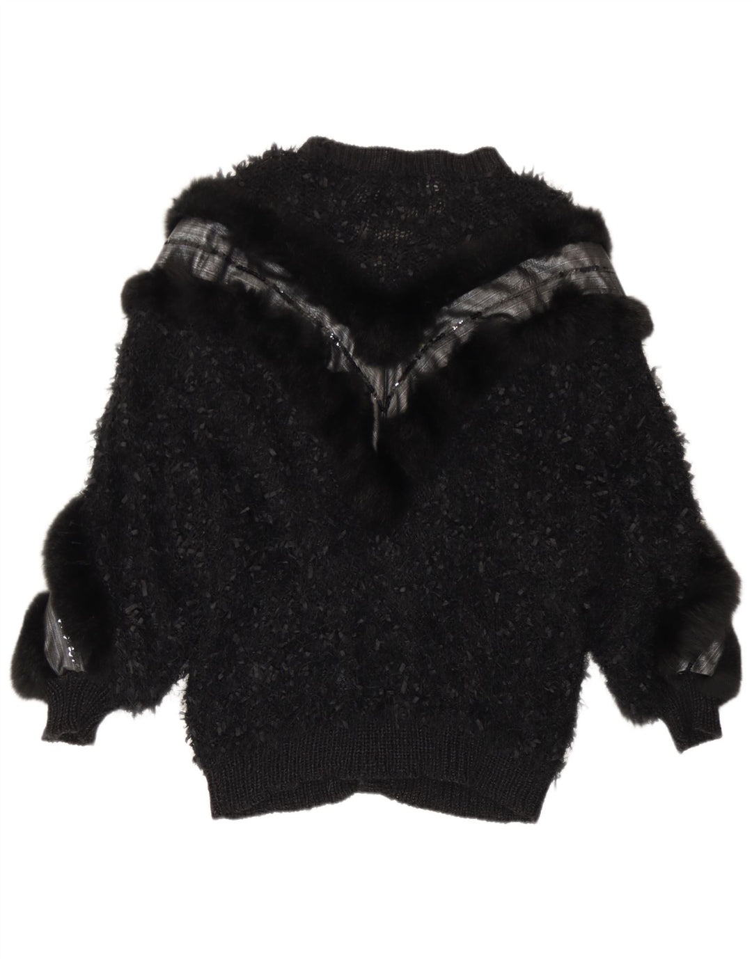 Maglione cardigan da donna vintage UK 16 grande nero