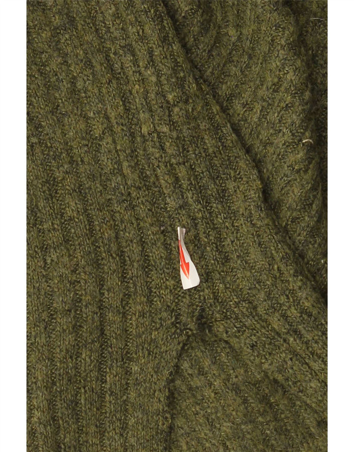 Maglione da uomo Marks & Spencer con zip e collo grande in acrilico verde