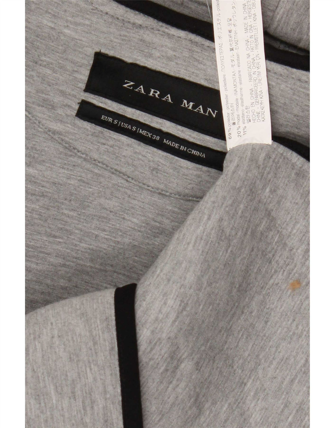 Maglione con cappuccio e zip senza maniche da uomo Zara piccolo in poliestere grigio