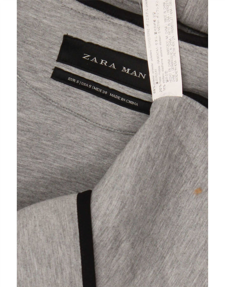 Maglione con cappuccio e zip senza maniche da uomo Zara piccolo in poliestere grigio