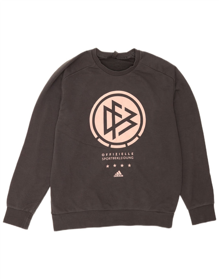 Felpa Adidas da uomo con vestibilità regolare grafica, maglione grande, cotone grigio