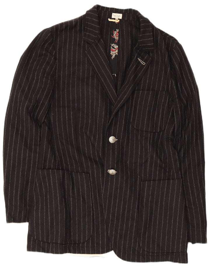 Giacca blazer a 2 bottoni da uomo Paul Smith UK 40 grande lana gessata nera