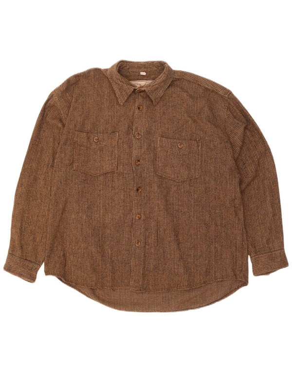 Camicia da uomo in flanella Chaser taglia 16 grande cotone a righe marroni