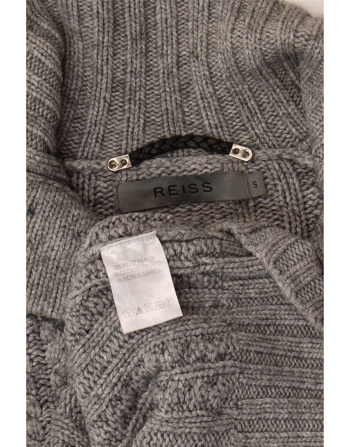 Maglione Reiss da uomo con collo a bottoni piccolo in viscosa grigia