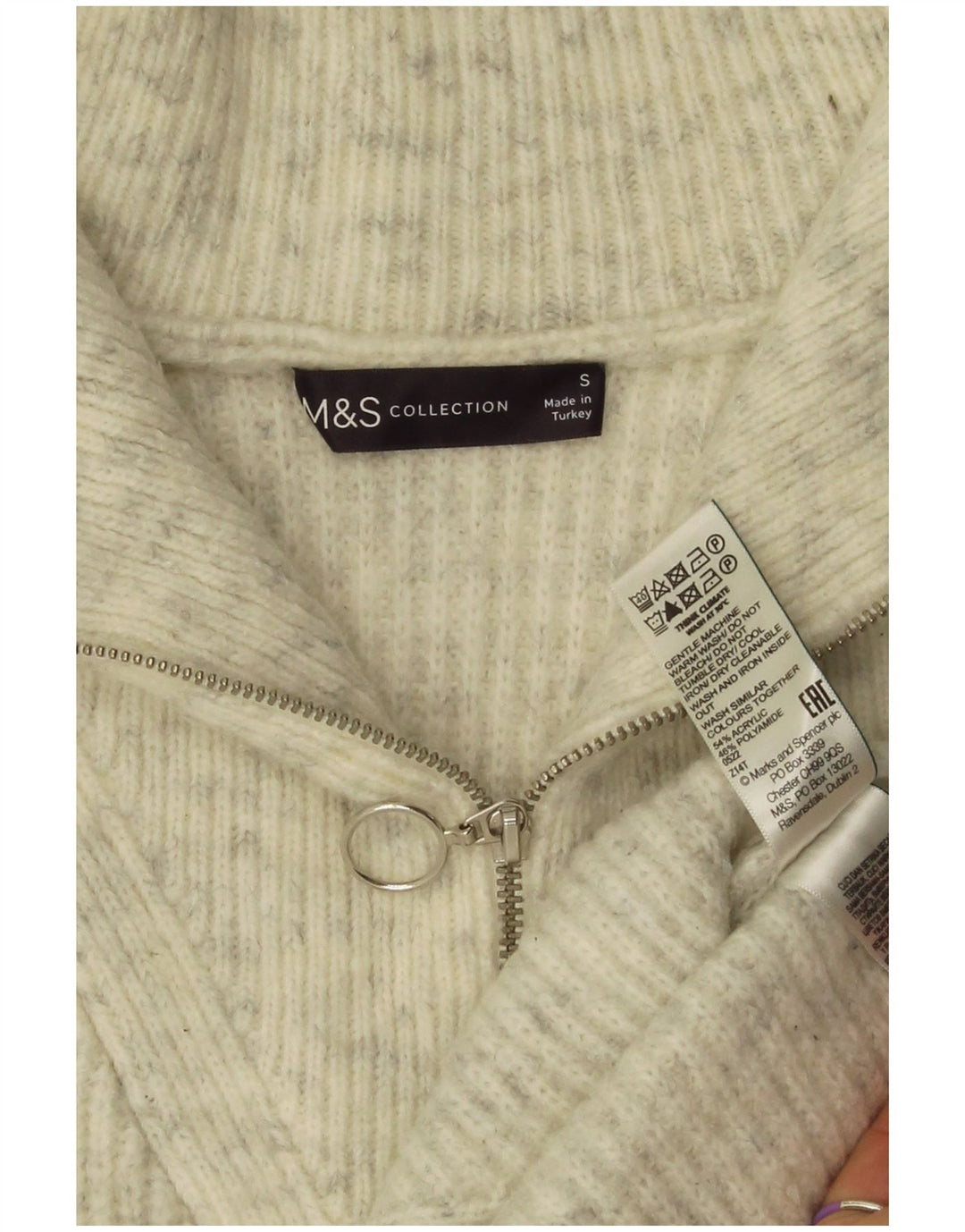 Canotta oversize da donna Marks & Spencer UK 10 piccola grigia chiazzata
