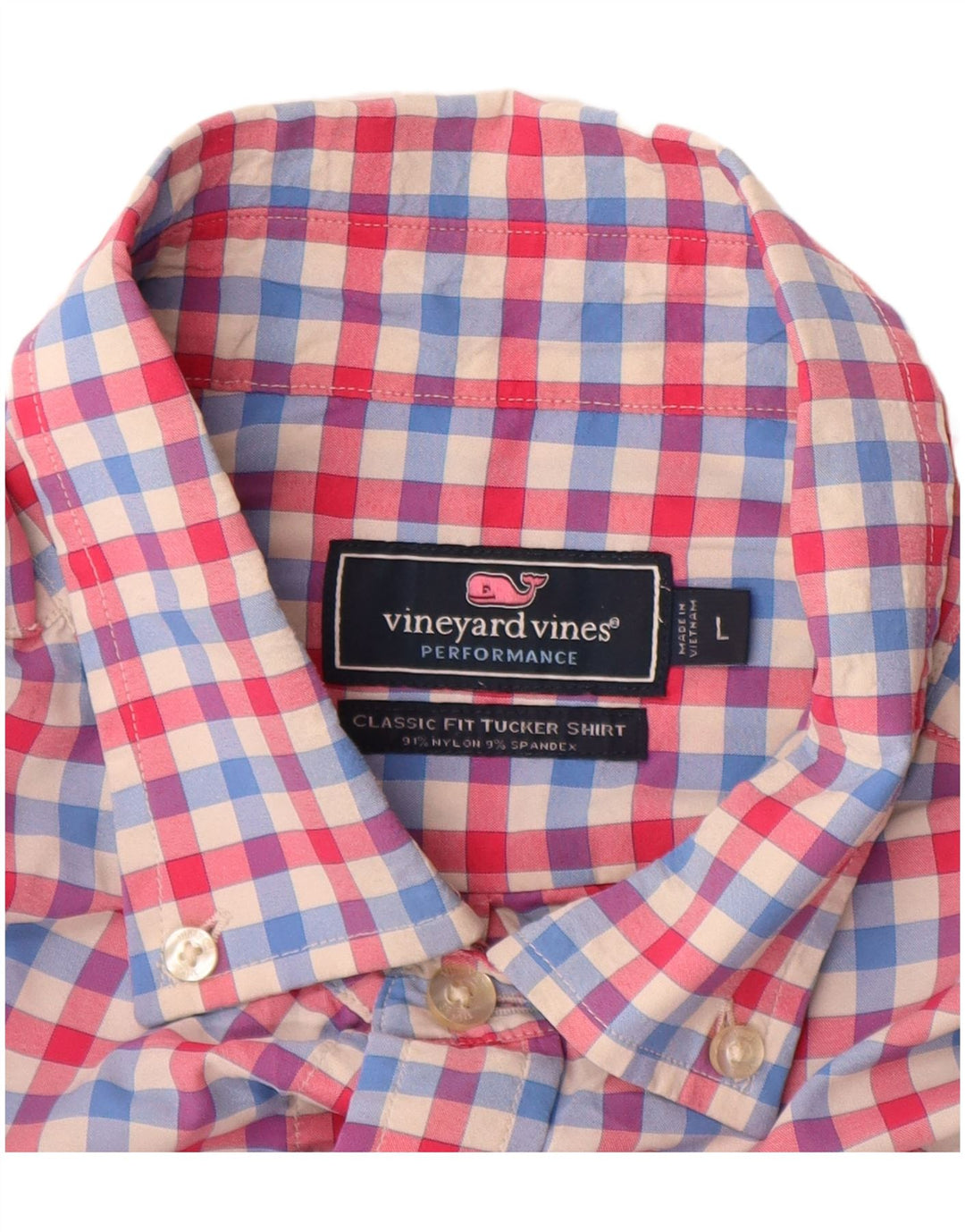 VINEYARD VINES Camicia da uomo dalla vestibilità classica, grande, in nylon a quadretti multicolore