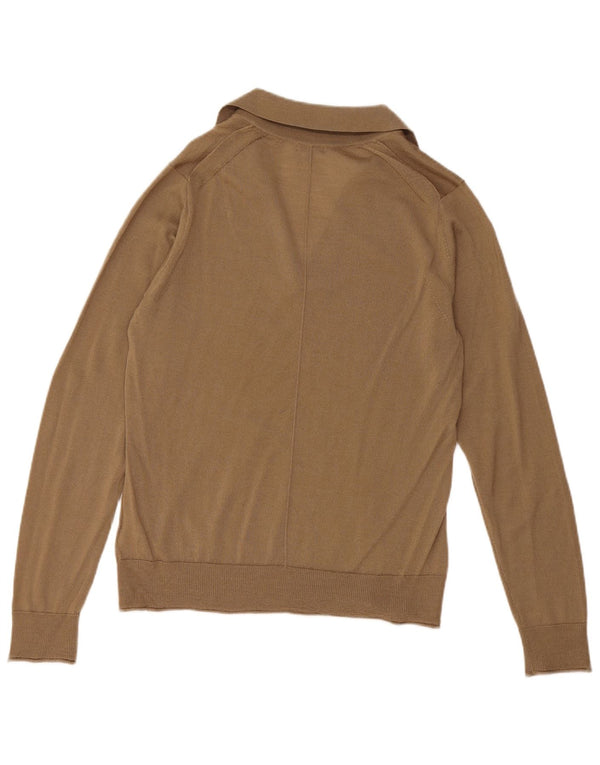 Jigsaw Womens Polo Neck Jumper Sweater UK 12 Medium Beige Wool