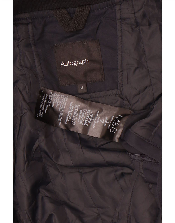 Giacca imbottita autografata da uomo Marks & Spencer UK 38 cotone blu navy medio