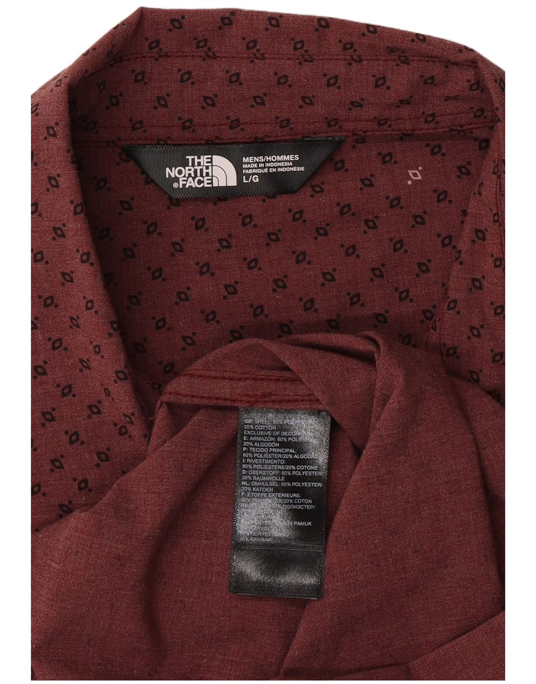 THE NORTH FACE Camicia a maniche corte da uomo Grande poliestere geometrico bordeaux