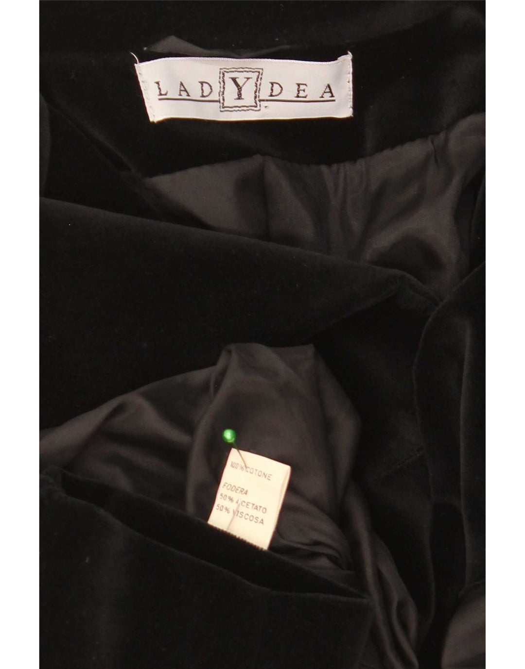 Giacca blazer in velluto da donna vintage a 1 bottone IT 50 XL in cotone nero