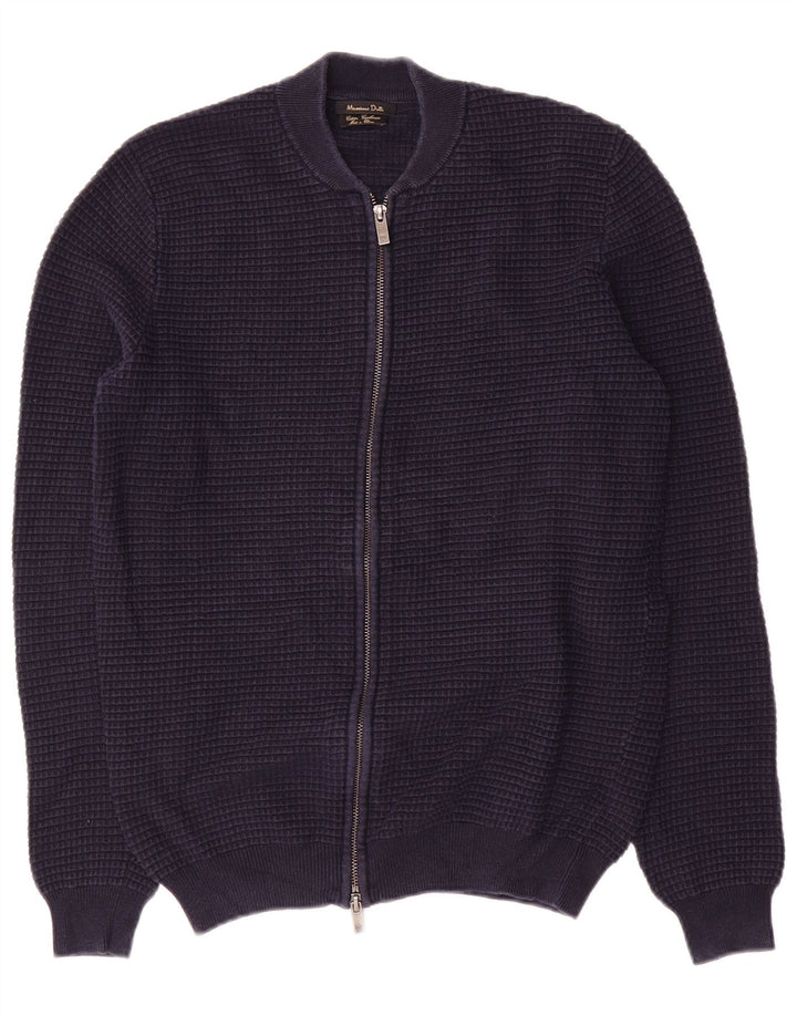 Maglione cardigan da uomo Massimo Dutti in cotone blu navy medio