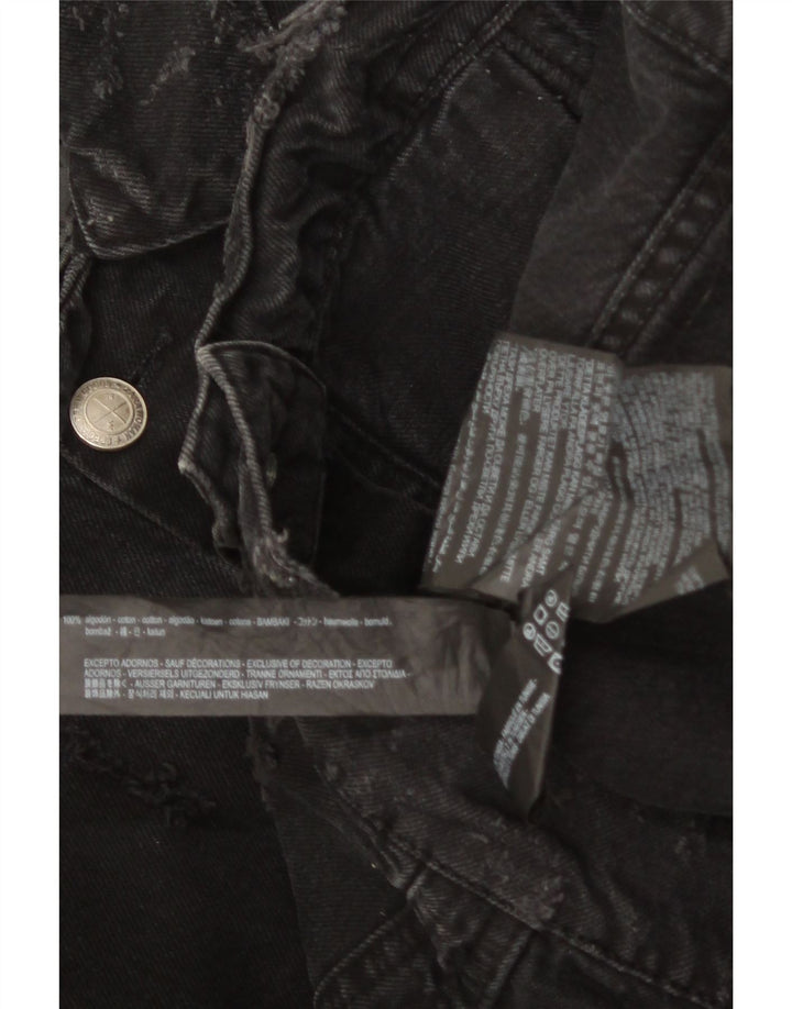 Giacca in denim invecchiato ZARA da uomo UK 36 piccola in cotone nero