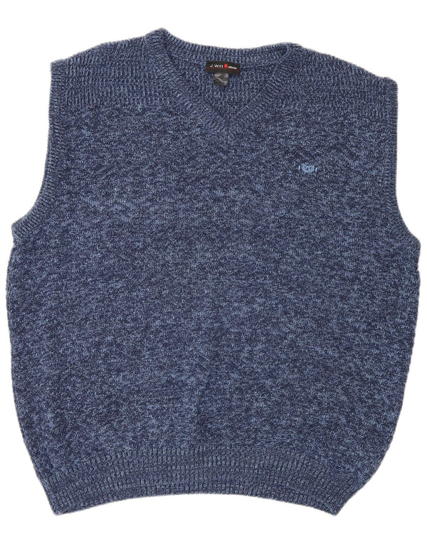 Canottiera vintage da uomo UK 44 XL in cotone chiazzato blu