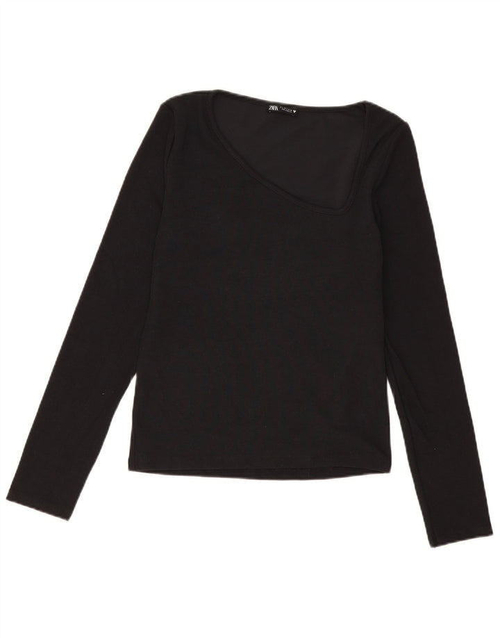 Top Zara da donna a maniche lunghe UK 14 grande nero