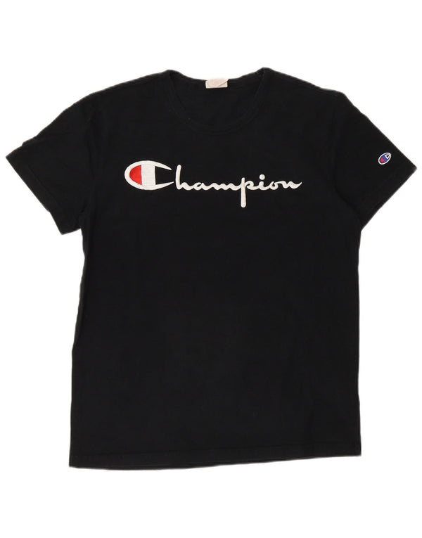 T-shirt grafica da uomo Champion Top piccola in cotone nero