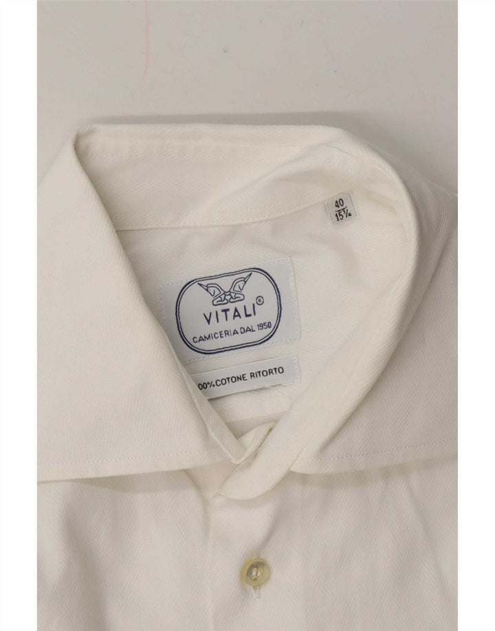 Camicia da uomo Vitali taglia 40 15 3/4 cotone bianco medio