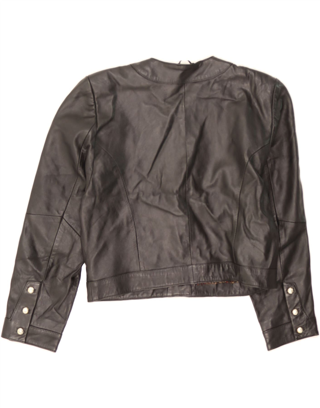 GIORGIO MOBIANI Womens Crop Leather Jacket UK 16 Large Black Leather Vintage Giorgio Mobiani and Second-Hand Giorgio Mobiani from Messina Hembry 