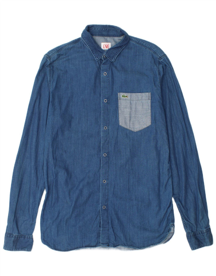 LACOSTE Mens Denim Shirt Size 40 Medium Blue Cotton