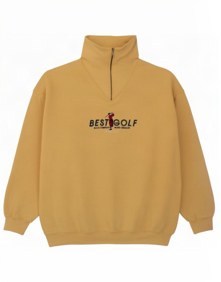 Marc Gibaldi Felpa da golf da uomo con grafica con zip e collo, maglione grande giallo