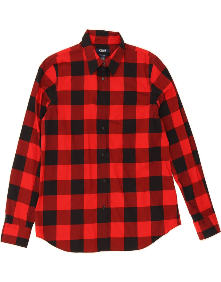 CHAPS Womens No Iron Shirt UK 14 Medium Red Check Cotton Vintage Chaps and Second-Hand Chaps from Messina Hembry 