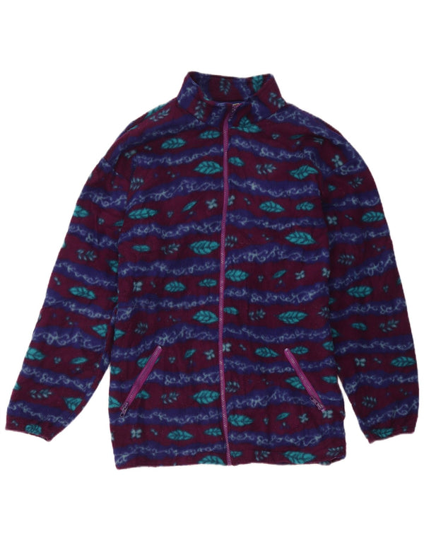 Giacca in pile da donna con motivo astratto L.L.Bean UK 18 XL Borgogna floreale
