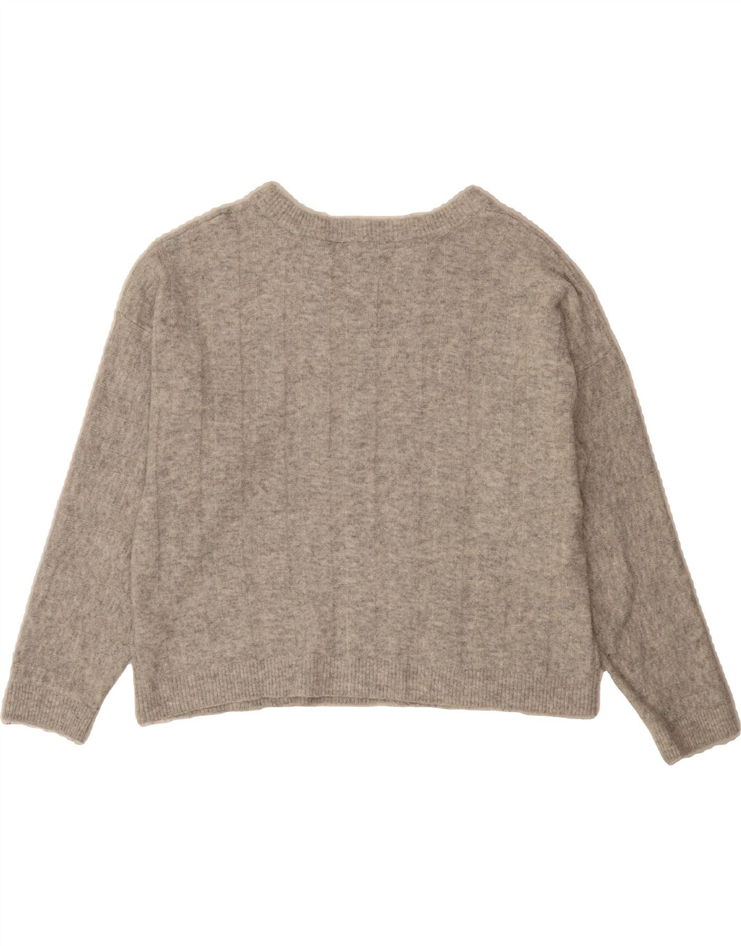 MARKS & SPENCER Womens Crop Crew Neck Jumper Sweater UK 14 Large Grey Vintage Marks & Spencer and Second-Hand Marks & Spencer from Messina Hembry 