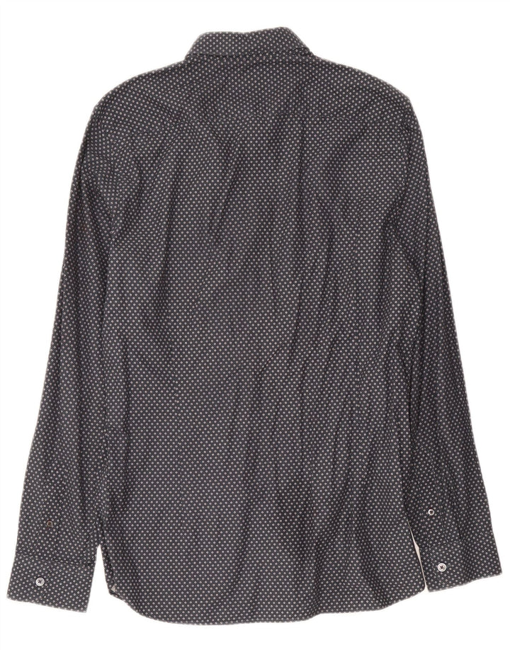 Camicia da uomo Ted Baker taglia 3 cotone maculato grigio medio