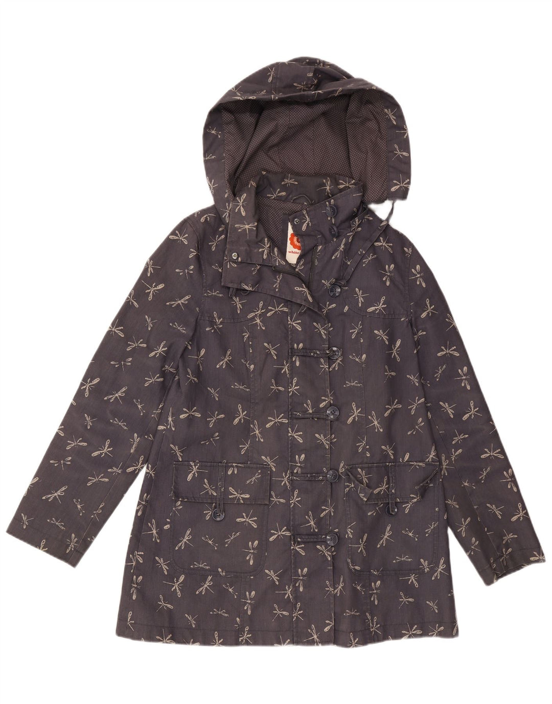 WHITE STUFF Giacca a vento da donna UK 14 Grande stampa animalier blu navy