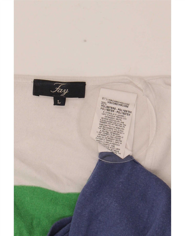 Fay Top da donna a maniche lunghe UK 14 Large in viscosa colorblock multicolore