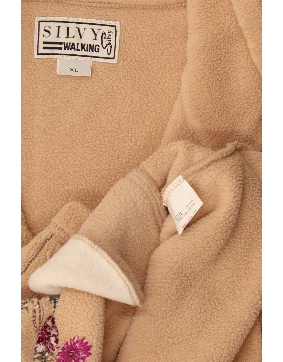 Giacca in pile oversize da donna Silvy UK 18 XL Poliestere floreale beige