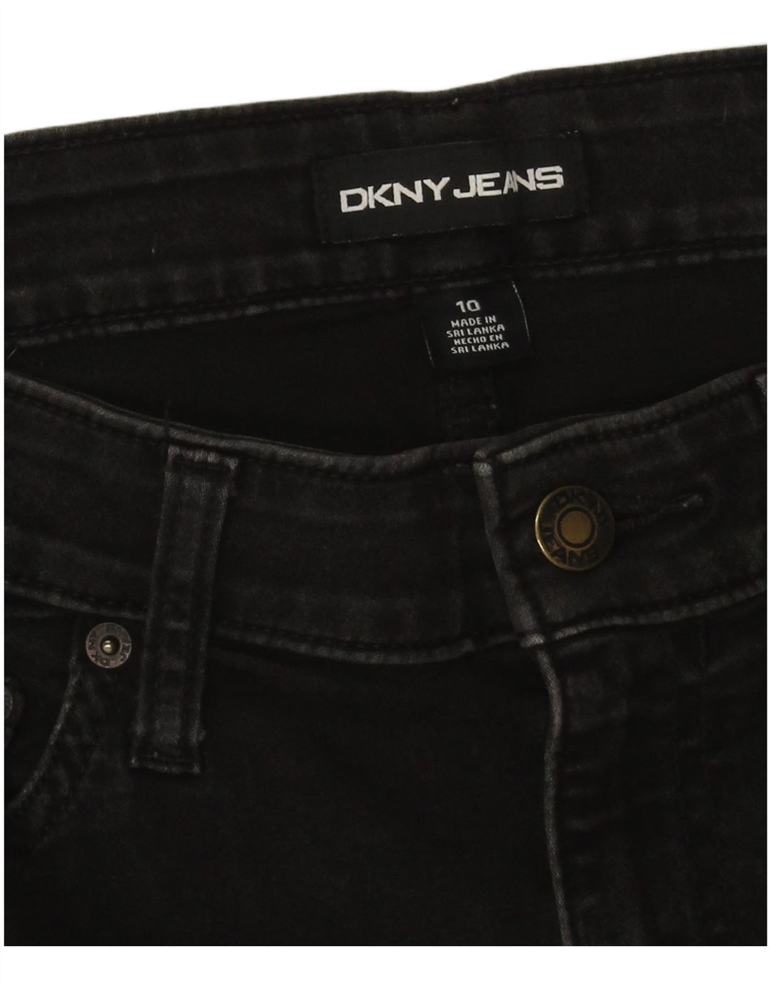 Pantaloncini di jeans da donna Dkny US 10 medi W28 cotone nero