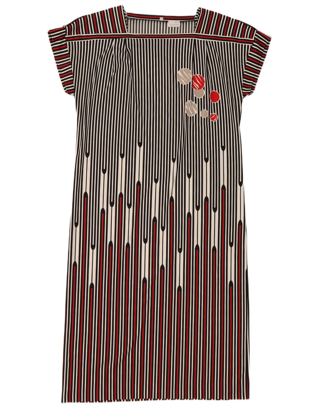 Abito a trapezio vintage da donna IT 48 XL a righe nere