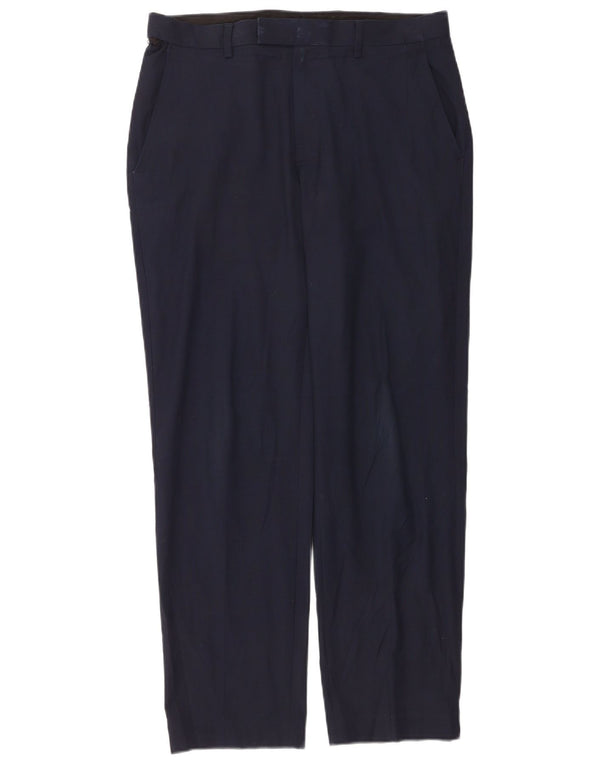 Pantaloni da abito vestibilità regolare da uomo Marks & Spencer W32 L31 poliestere blu navy