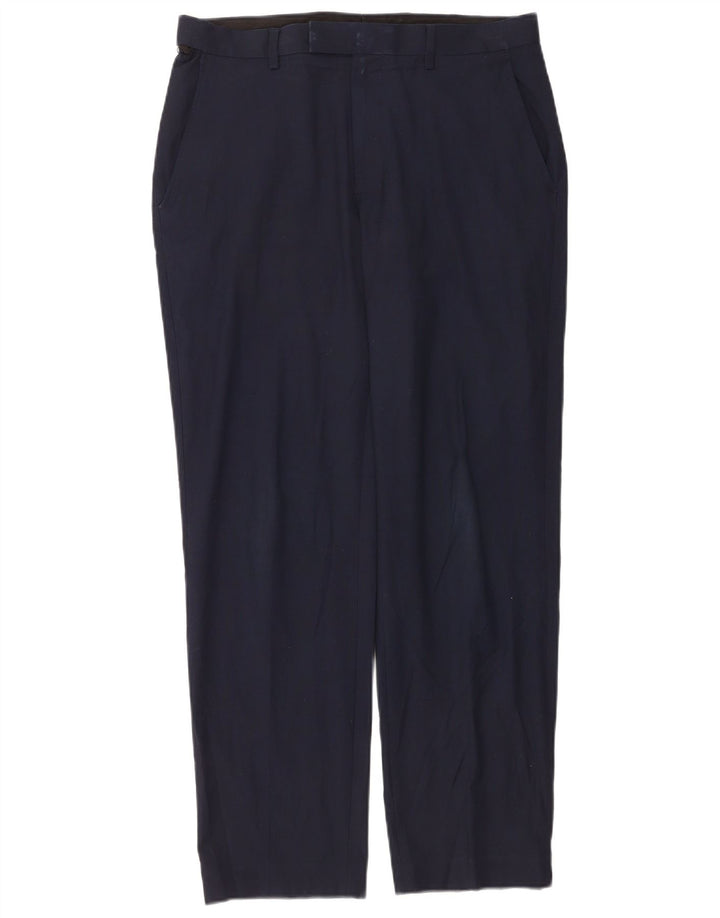Pantaloni da abito vestibilità regolare da uomo Marks & Spencer W32 L31 poliestere blu navy