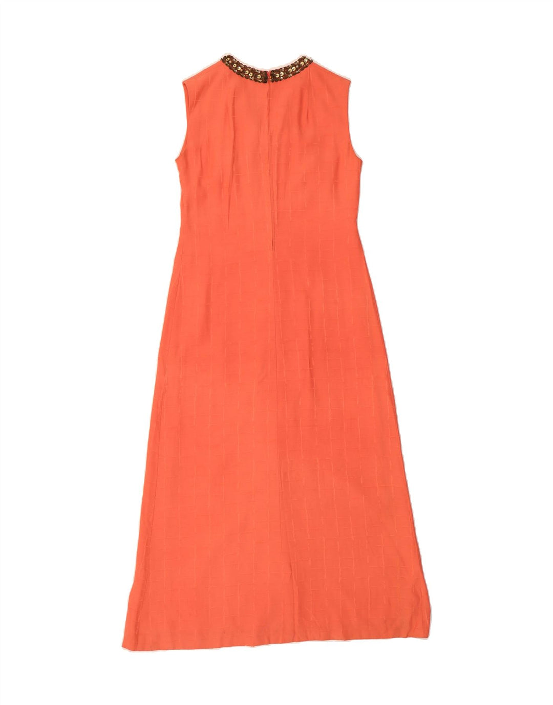 VINTAGE Womens Sleeveless Maxi Dress UK 12 Medium Orange Check Vintage Vintage and Second-Hand Vintage from Messina Hembry 