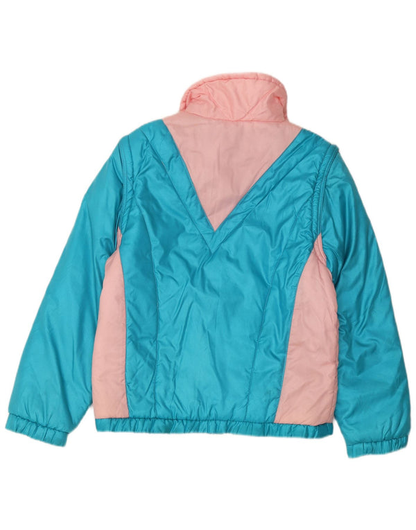 Giacca a vento da donna vintage IT 44 Poliestere color block blu medio
