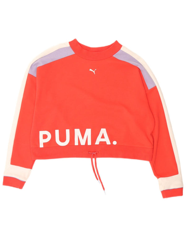 Felpa con grafica corta da donna Puma UK 14 Medium Red Colourblock
