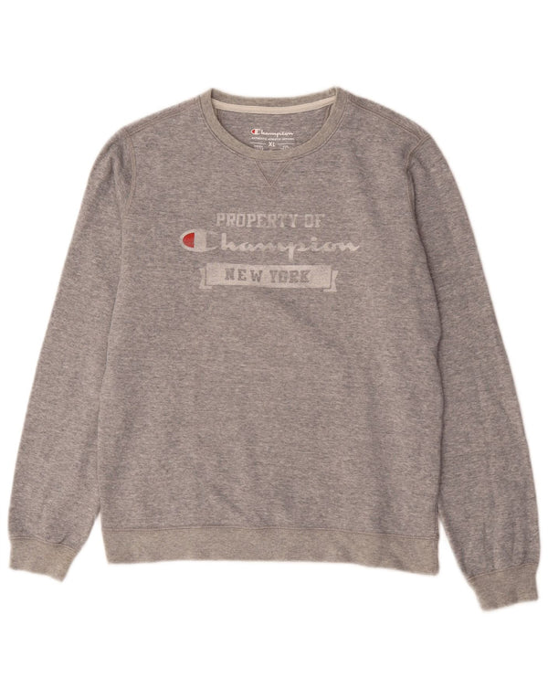 Felpa con grafica Champion per ragazzi, 13-14 anni, XL, cotone screziato grigio