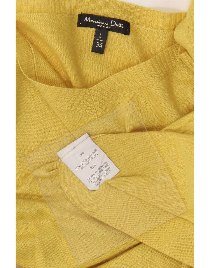 Maglione maglione con scollo a V da donna Massimo Dutti UK 14 grande seta gialla